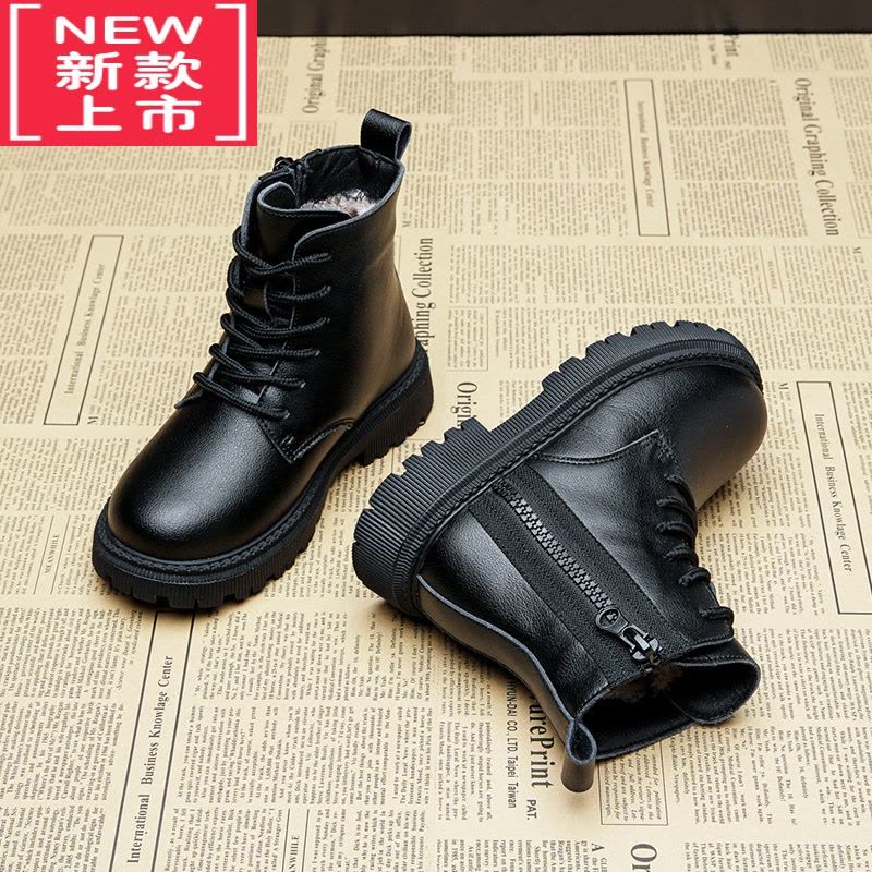 可莉允女童马丁靴2022年新款童鞋春秋款大秋冬靴子皮男童儿童短靴雪地靴图片