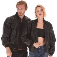 MA1真皮皮夹克皮衣空军版航空真皮外套女男修身棒球服修身厚牛皮 36码 纯黑色头层牛皮