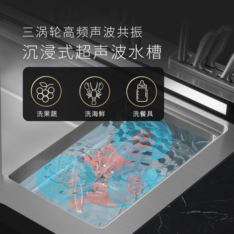 志高(CHIGO)家用厨房智能APP远程控制全自动嵌入式900mm超声波果蔬清洗集成水槽10套洗碗机一体柜