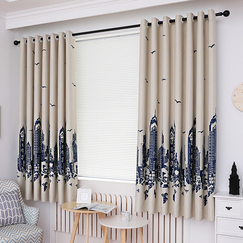 家柏饰(CORATED)窗帘成品遮光短帘飘窗客厅卧室阳台布料加厚简约现代 梦幻城堡-卡其【遮光80%】 宽2.0高2.0打孔