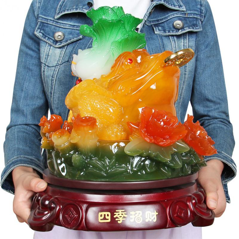 美帮汇三足金蟾蜍白菜金蝉摆件大号装饰品店铺开业工艺品高清大图