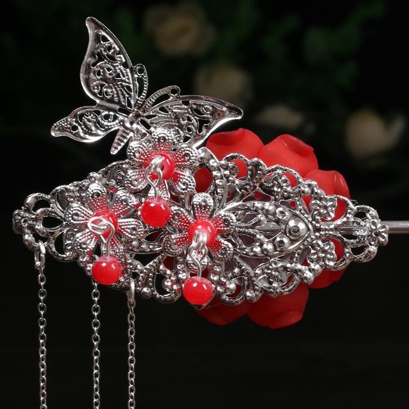 白色发簪古装头饰步摇流苏复古发簪古风汉服发饰古典饰品cos发饰发夹