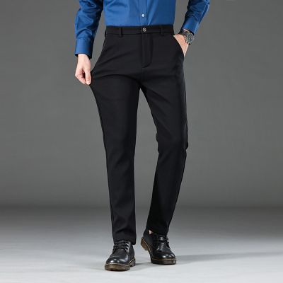 春秋西裤男轻奢修身直筒弹力免烫青年商务正装职业百搭休闲裤 669黑色常规 38（3尺）200斤