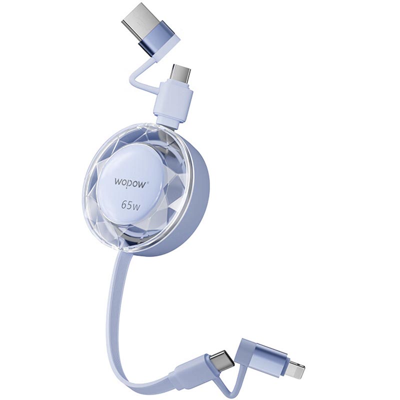 沃品WOPOW LC030二拖二伸缩数据线(蓝色粉色可选)高清大图