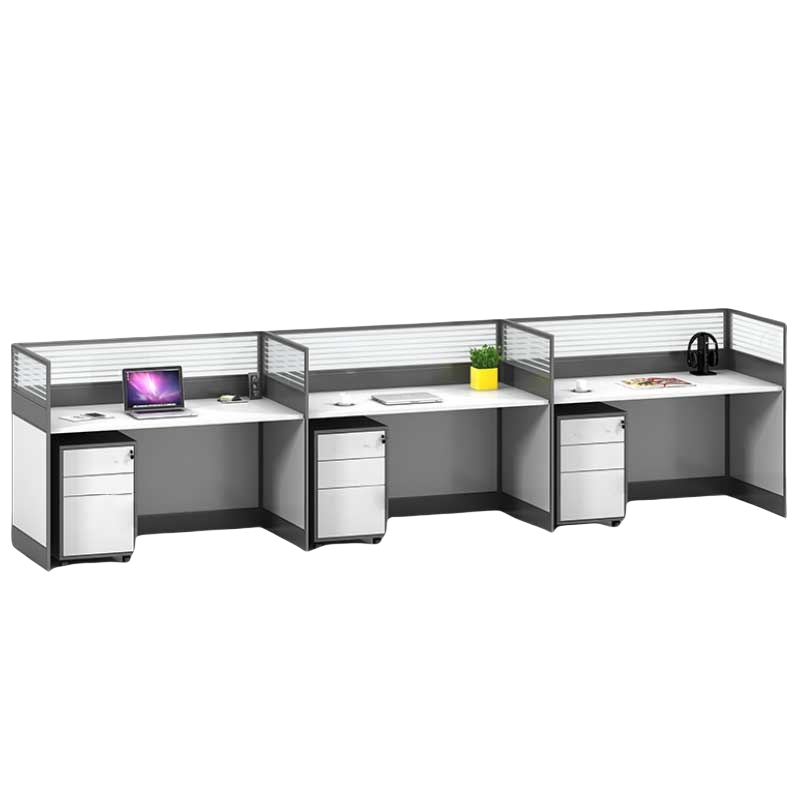 铭思达屏风职员桌直型三人位套高清大图