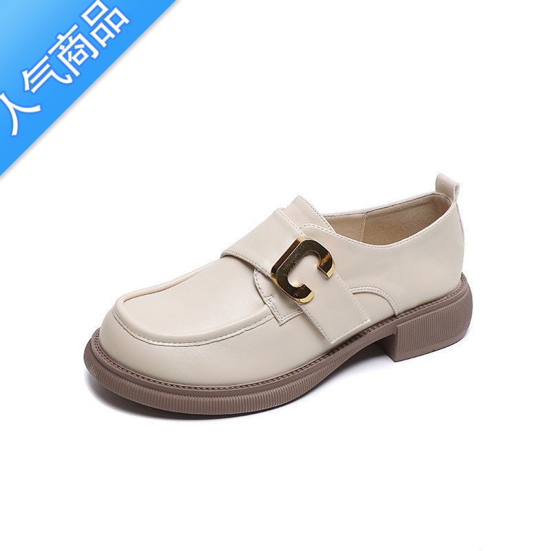 SUNTEK小皮鞋女2023年夏季新款复古英伦风百搭厚底学生一脚蹬大码乐福鞋高清大图