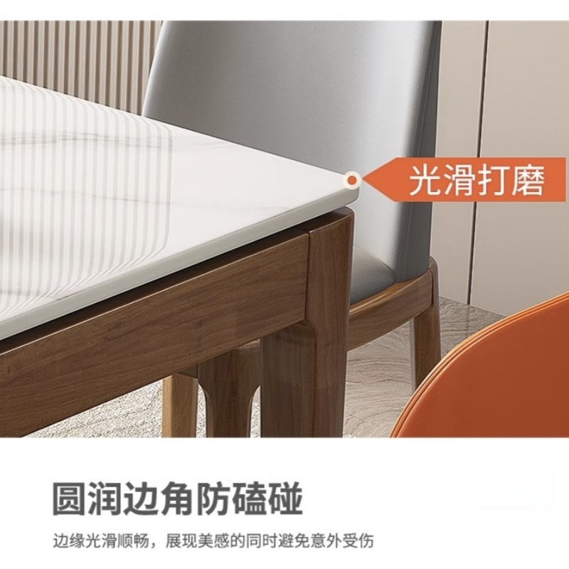 伟樽岩板餐桌100*100*75cm+椅子*4套高清大图