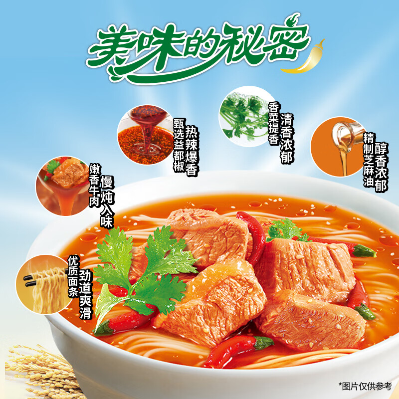 康师傅 方便面 经典香辣牛肉袋面104g*30 泡面整箱速食 方便食品高清大图