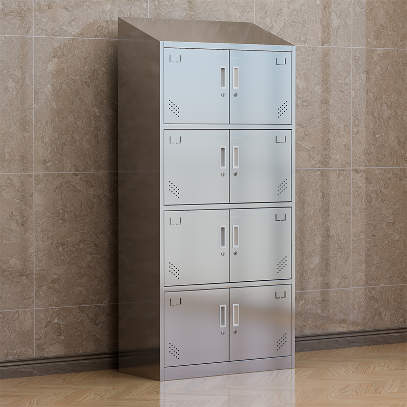 臻远 ZY4111422 304不锈钢斜顶更衣柜员工宿舍储物柜 八门更衣柜高清大图