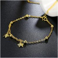 A058-A Women 18K yellow gold anklet jewelry 镀黄金色女脚链潮