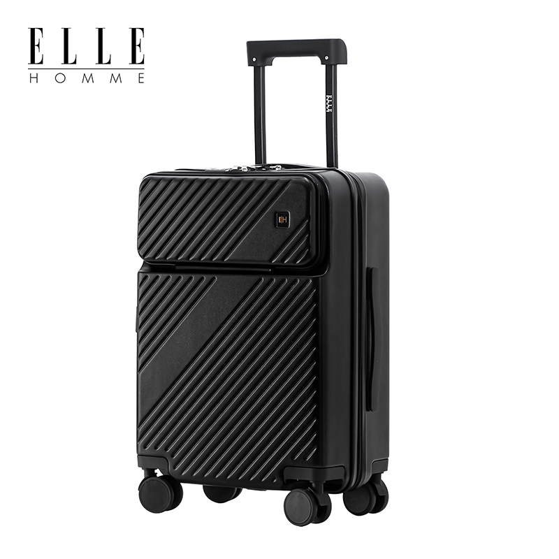 ELLE HOMME EH2308261 前开盖带USB充电接口拉杆箱 26寸星曜黑