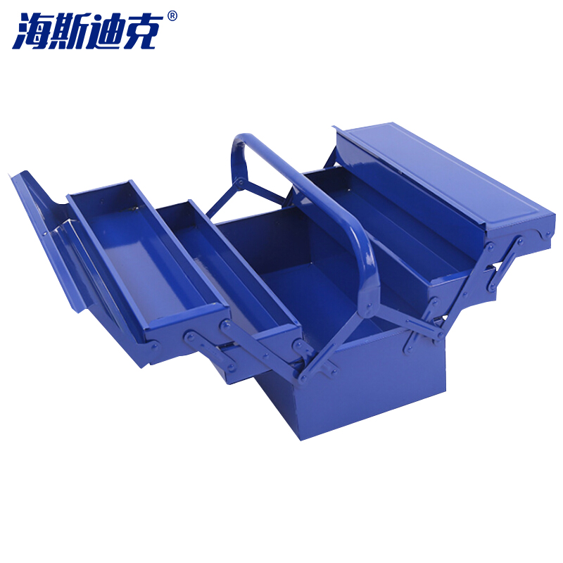 海斯迪克 HKW-30 新款加厚铁皮双层工具箱 大号铁三层400*200*200 多功能手提折叠电工维修工具箱