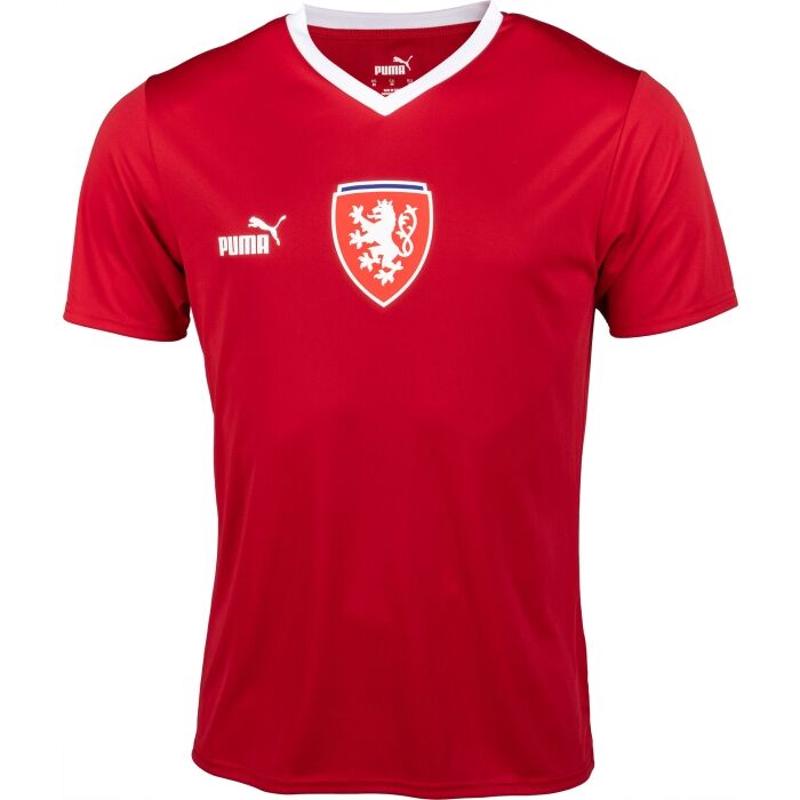 彪马(Puma)男士运动T恤捷克国家队粉丝款舒适透气短袖球衣高清大图