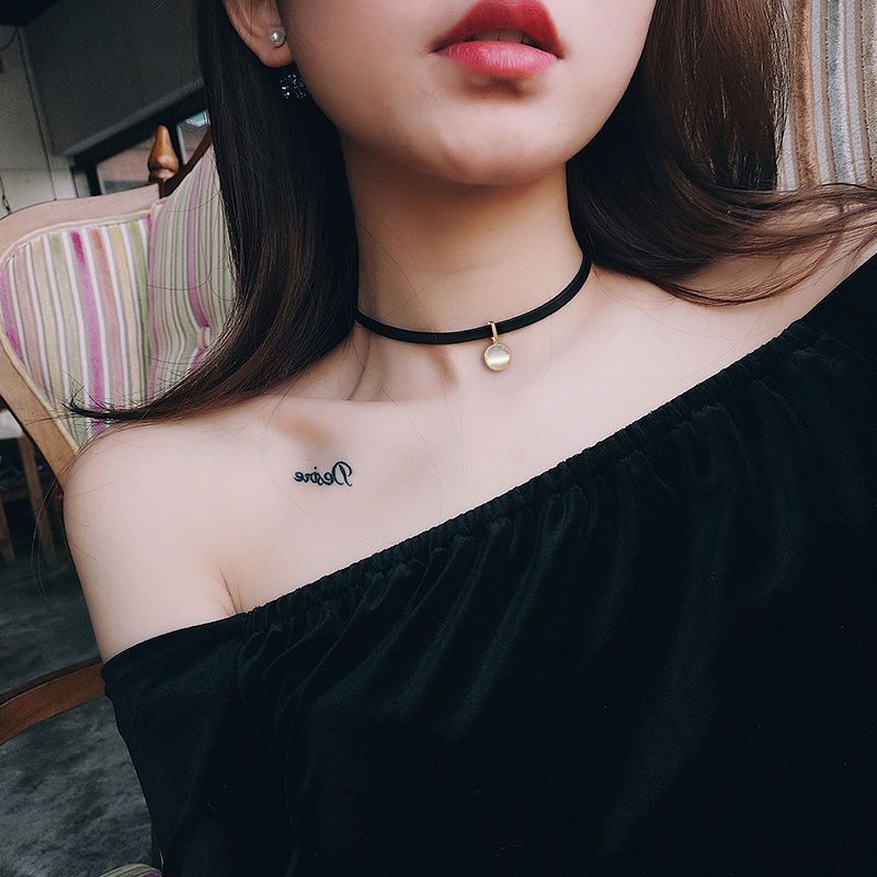 韩国choker罗盘项链女皮绳锁骨链短款脖子饰品颈带黑色颈链项圈时尚黑