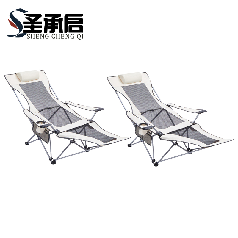 圣承启 沙滩椅 米白+脚托 把高清大图