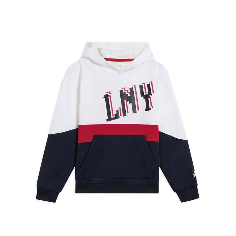 李宁童装卫衣男大童运动生活系列套头长袖连帽春季青少年运动服视频介