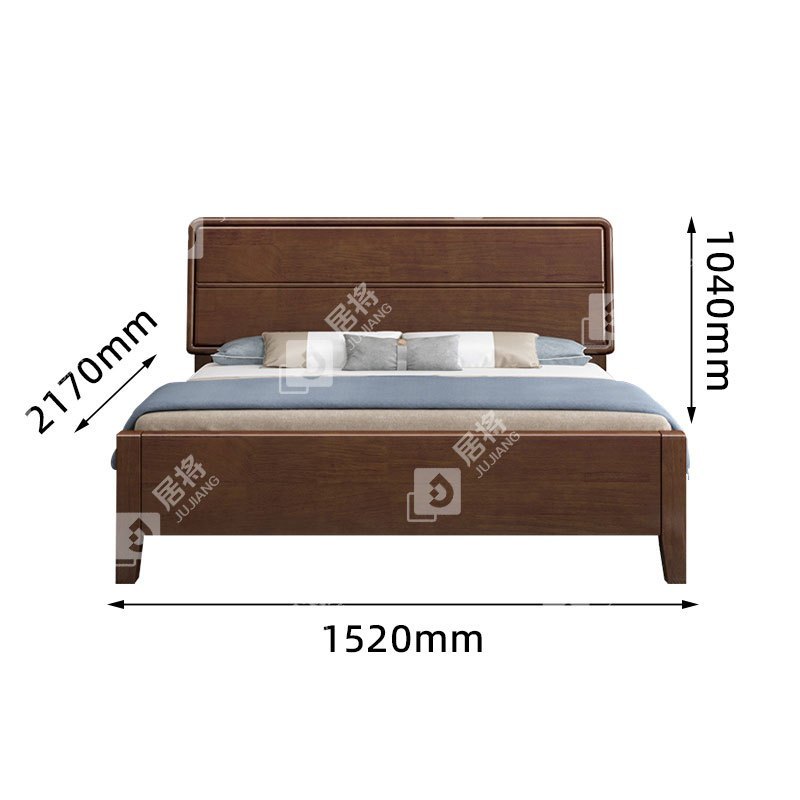 居将 JJ4022905 实木床简约1.5米单人床 胡桃色