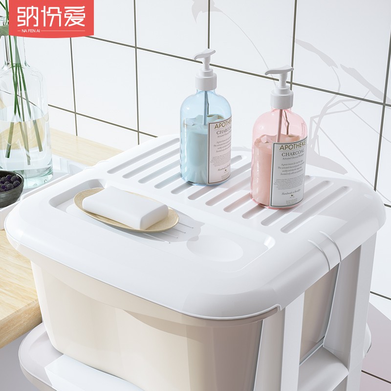 夹缝收纳柜抽屉式塑料家用多层卫生间厨房窄置物架零食整理储物柜收纳柜 三维工匠高清大图