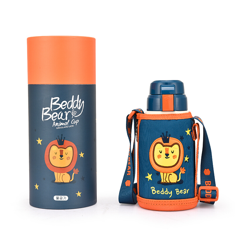 抖音网红3D浮雕红熊猫款杯具熊BEDDYBEAR儿童保温杯带吸管儿童水杯316不锈钢宝宝儿童保温壶600m