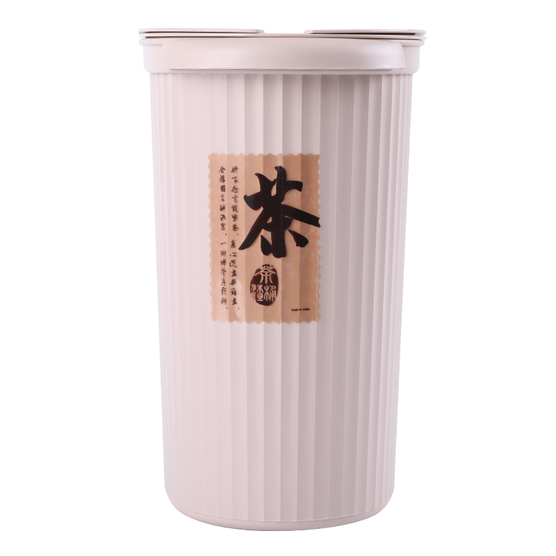 唐宗筷 带盖茶渣桶 茶水桶 排水桶 茶叶垃圾桶 泡茶滤水桶 储茶桶 废茶桶 米色 小号 送导水管 C6812