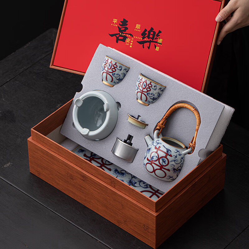 苏氏陶瓷/SUSHI CERAMICS J1080 平安喜乐青花温茶套装 (单位:套)