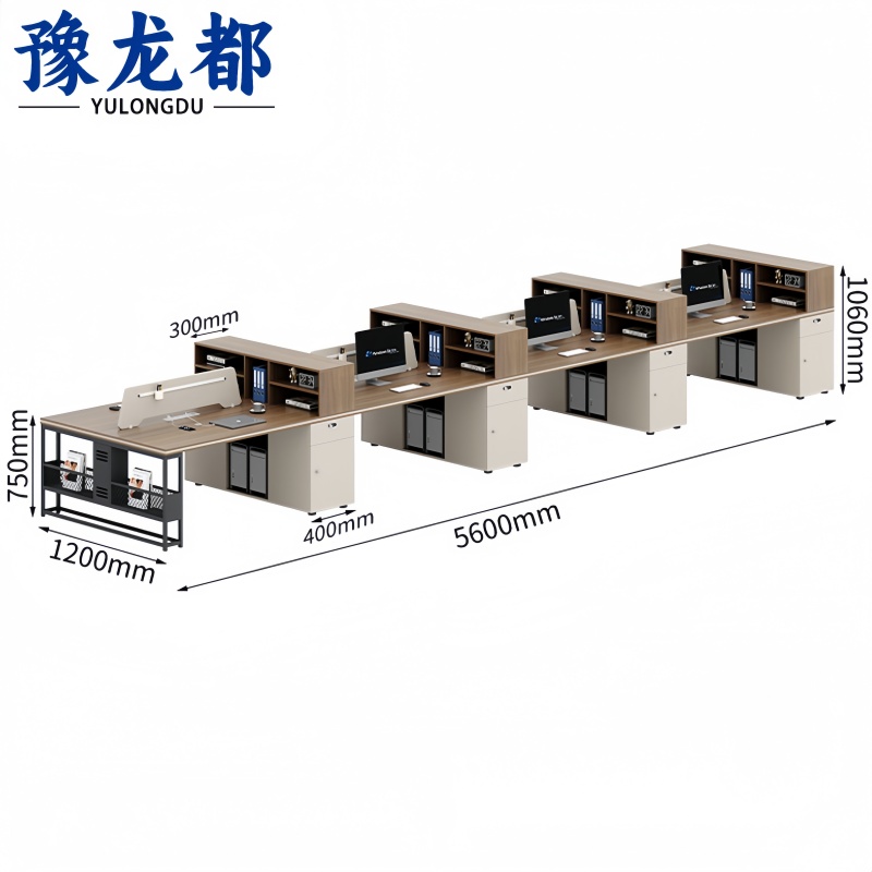 豫龙都 屏风办公桌 八人 张高清大图