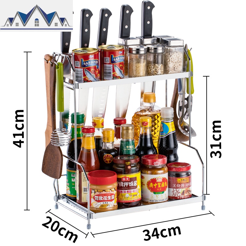 双层调味料架壁挂储物收纳架家用刀架用品厨具厨房置物架落地多层_16_373高清大图