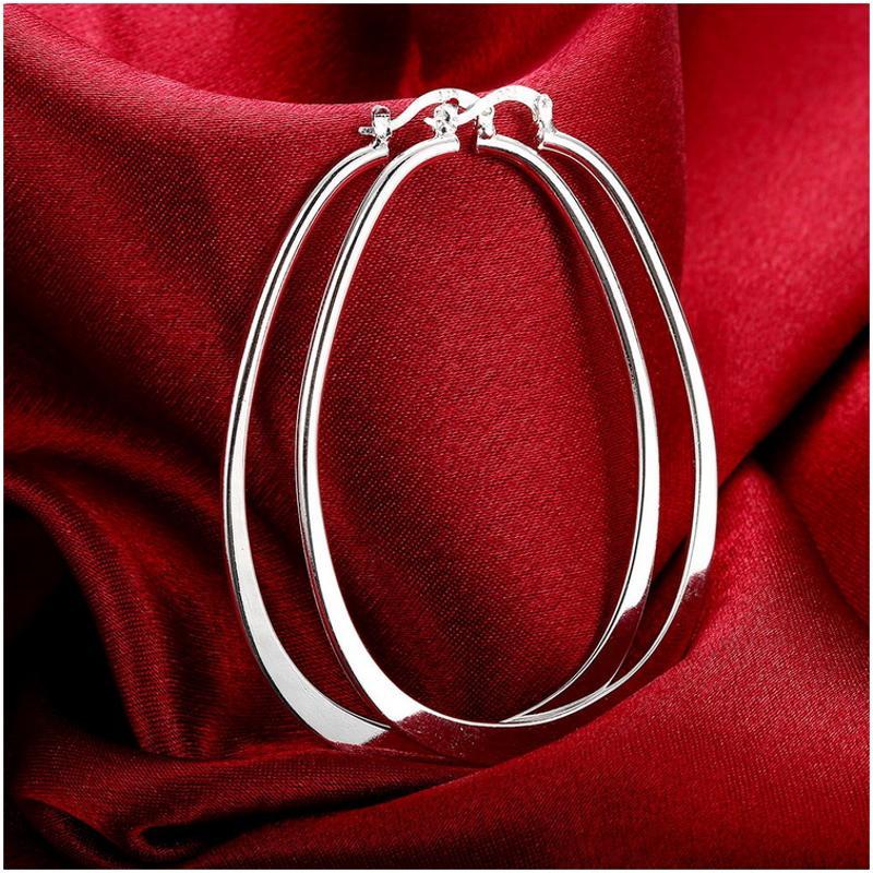 E044Women silver plated earring镀925纯银耳圈时尚创意耳环饰品