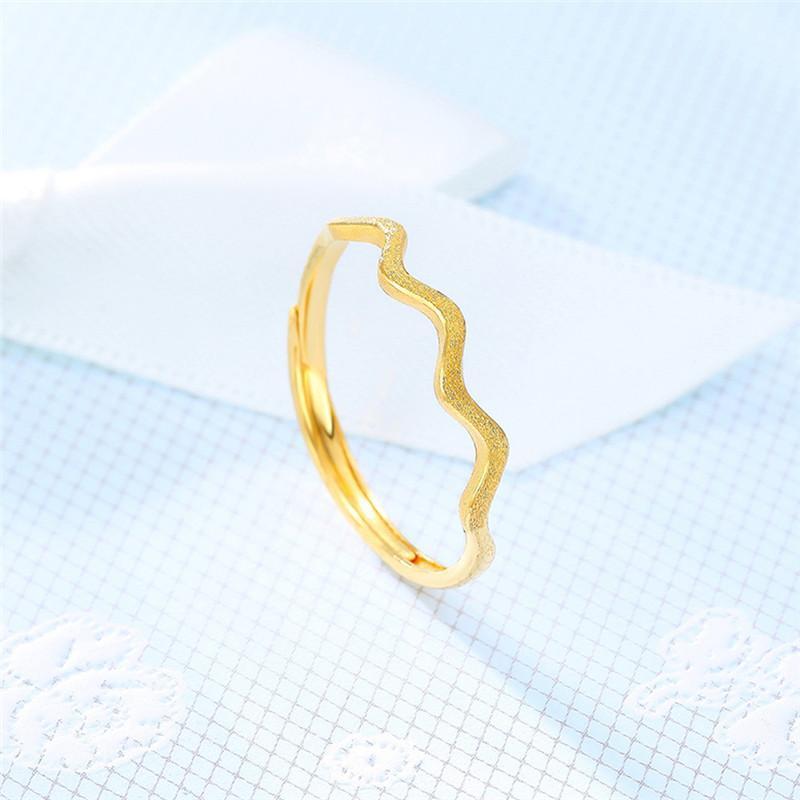 潮宏基心动拉丝磨砂简约水波足金黄金戒指活口戒女戒婚嫁结婚礼物工费