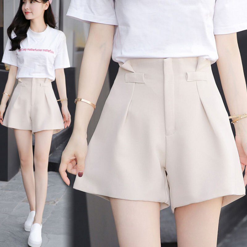 阔腿短裤女夏2018新款韩版百搭高腰a字裤裙宽松大码休闲裤子