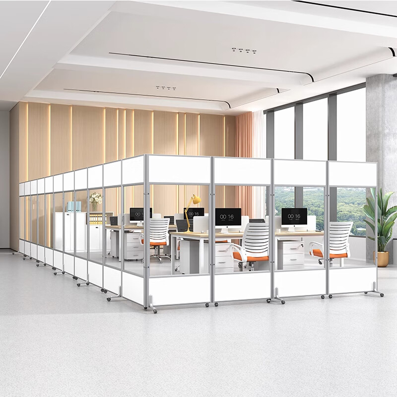 苏宁 质凡 办公室可移动活动挡板折叠屏风隔断(透明亚克力)/ZF-GD024/1.0米宽*2.0米高高清大图
