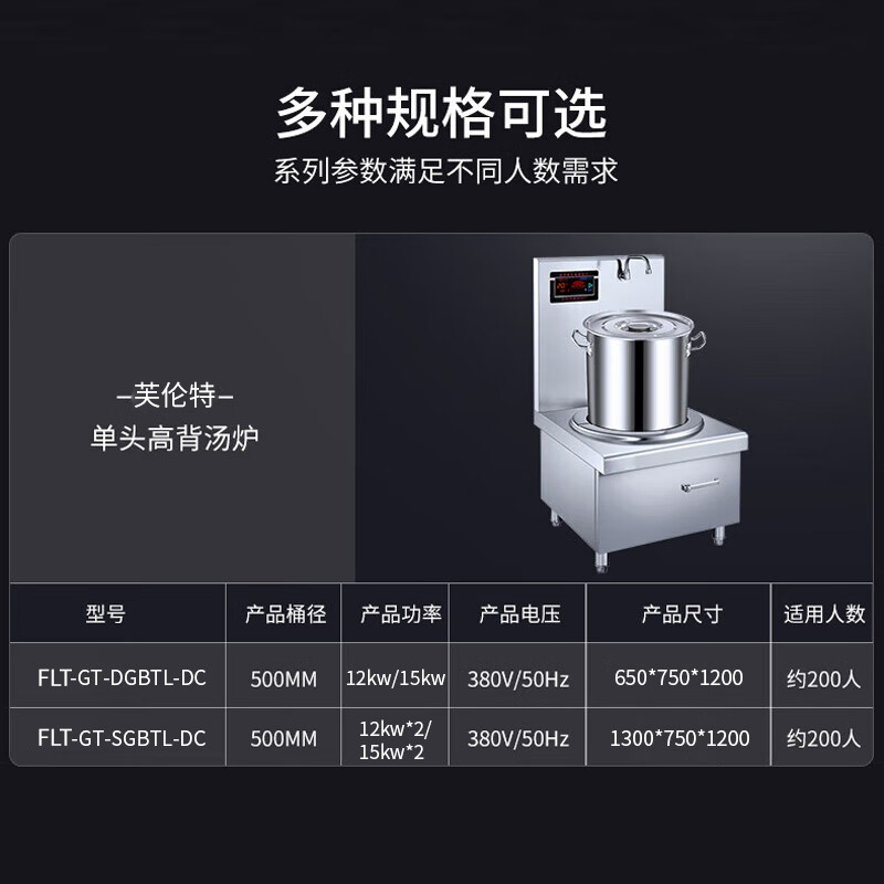 芙伦特 商用电磁单头高背汤炉 FLT-GT-DGBTL-DC高清大图