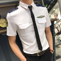 空少服时尚服KTV酒吧短袖工作服男女班服团队制服白色衬衫修身S码
