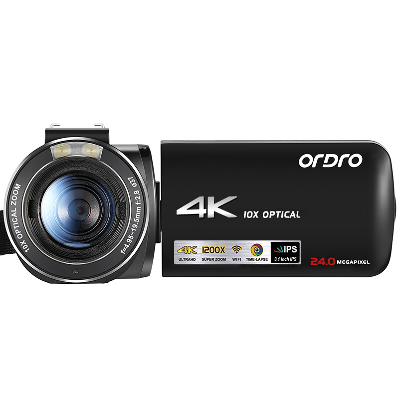 欧达(ORDRO)AC7 4K直播摄像机数码高清dv录像机专业vlog 短视频摄影机家用旅游会议 1200倍动态变焦高清大图