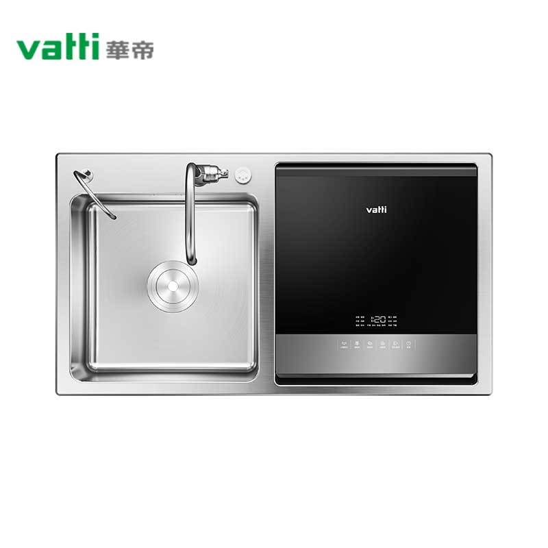 华帝(vatti)4套水槽一体洗碗机果蔬洗净去农残立体热风烘干抑菌秒变双水槽专利三层精滤系统全自动三合一家用刷碗机W2