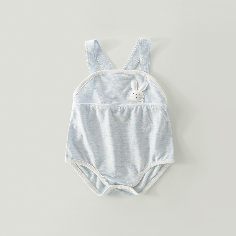 婴儿吊带包屁衣夏季薄款无袖连体衣服婴幼儿夏装可爱宝宝三角哈衣 驼灰 66cm