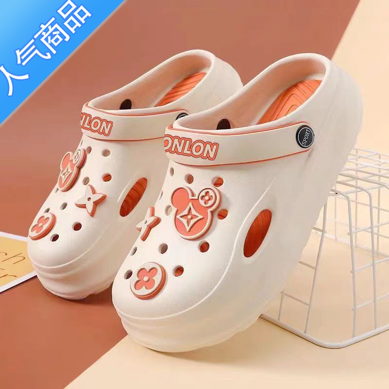 SUNTEK洞洞鞋女款夏季外穿2023新款办公室上班夏天防滑厚底包头凉鞋女士高清大图