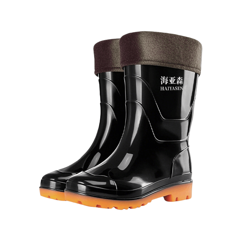 海亚森TK-DZG02加棉中筒雨鞋 通用均码黑色图片