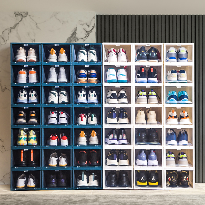 禧天龙鞋盒球鞋收纳盒透明侧开抽屉式鞋柜简易家用加厚收纳箱收纳柜高清大图