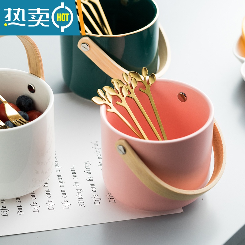 敬平创意水果叉子水果签家用不锈钢小叉子甜品月饼蛋糕叉收纳罐套装 粉色收纳碗高清大图