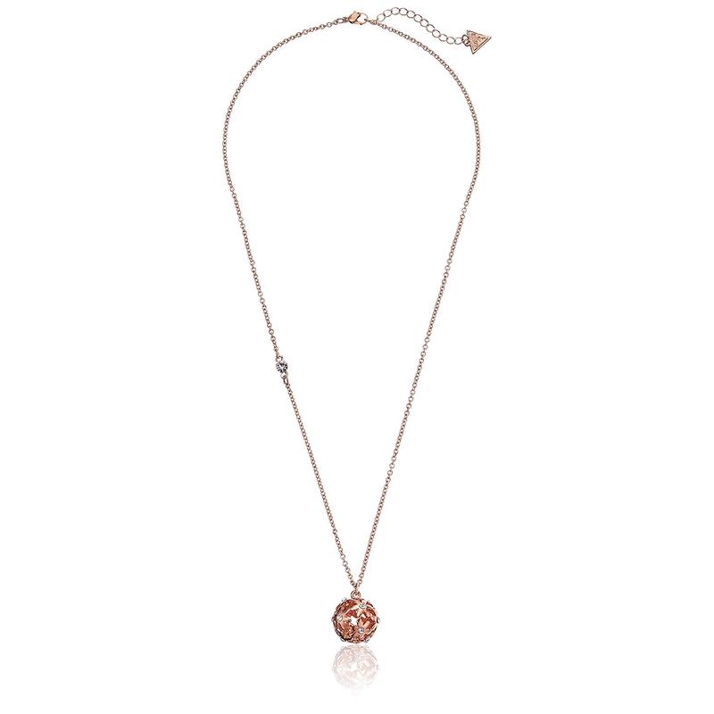 盖尔斯(GUESS)优雅花朵球形吊坠项链细致链条饰品女款气质提升高清大图