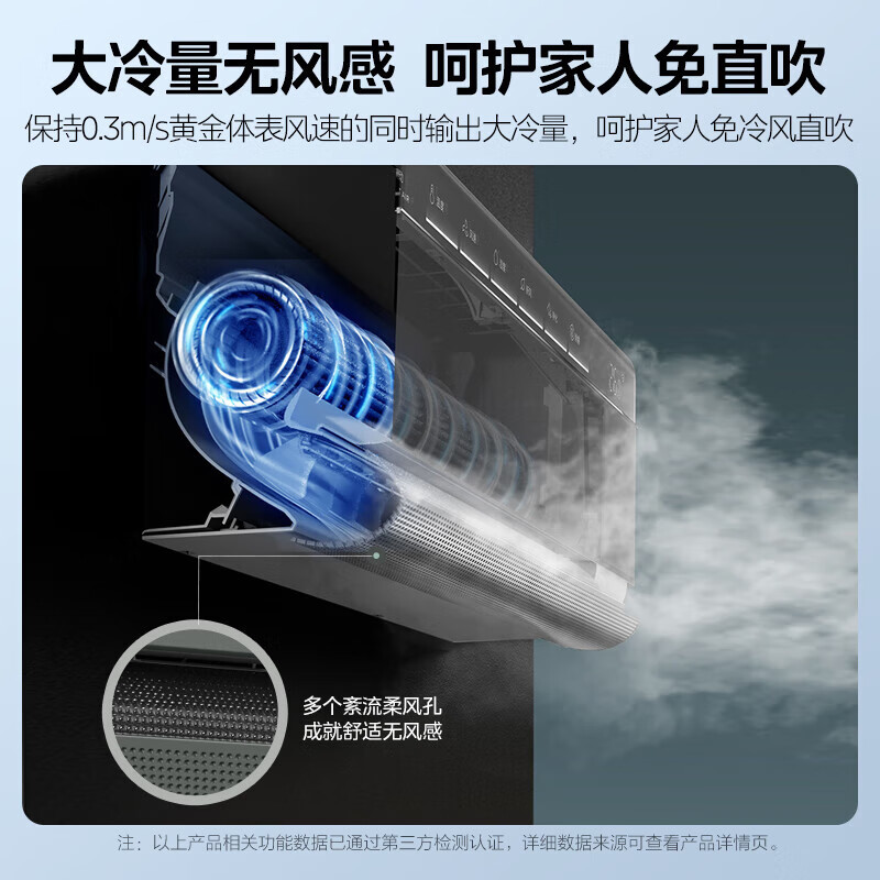美的(Midea)空调挂机 1.5匹空气机 智能空调 无风感 焕新风壁挂式一级变频 KFR-35GW/T5 标准安装