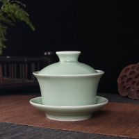 [买三送一]特价青瓷盖碗茶杯功夫茶具泡茶壶陶瓷茶碗大号三才碗 青瓷[纯色]