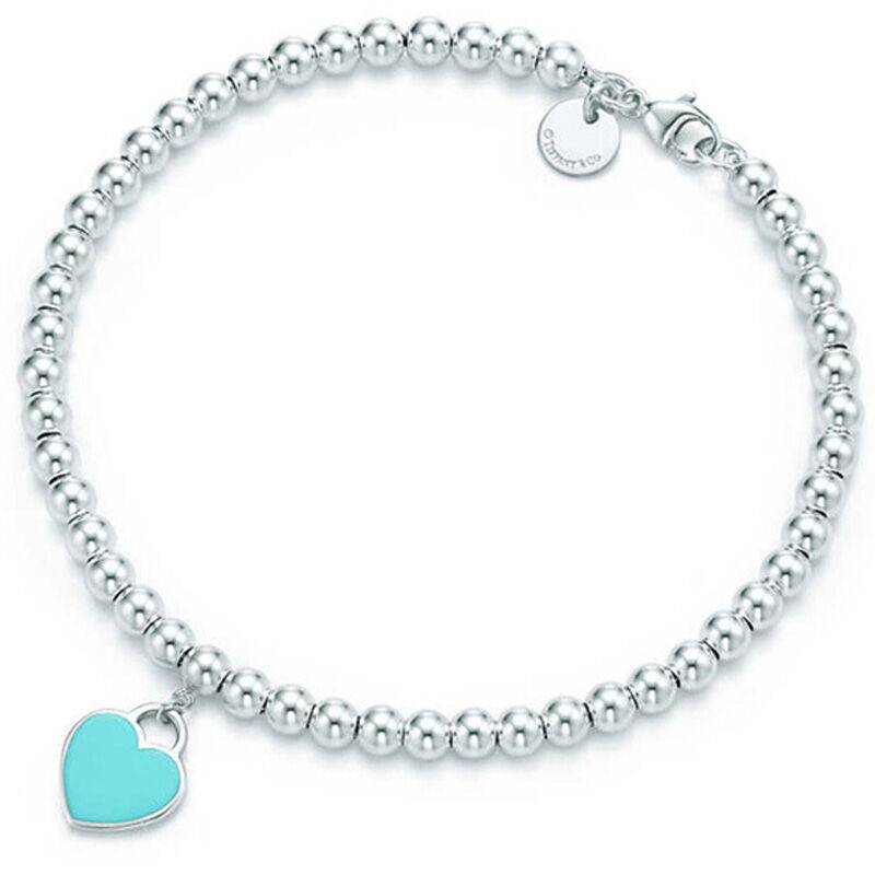 蒂芙尼tiffanycotiffanyco手链系列蓝心形珐琅时尚珠式手链送女友节日