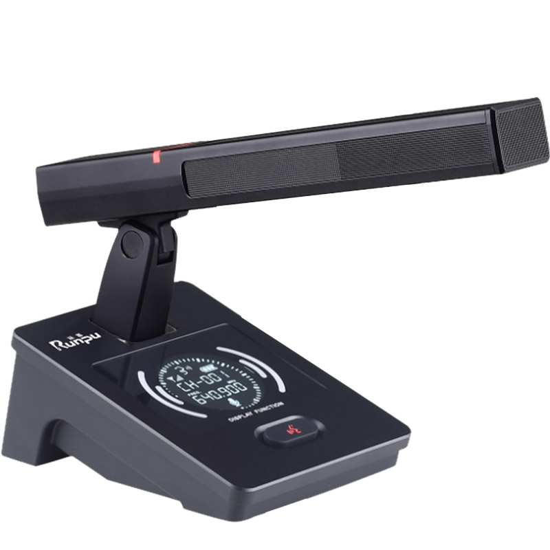 润普Runpu会议音频扩声系统 真分集+UHF桌面式方杆专业无线一拖四红外对频鹅颈麦克风话筒RP-SU104F高清大图