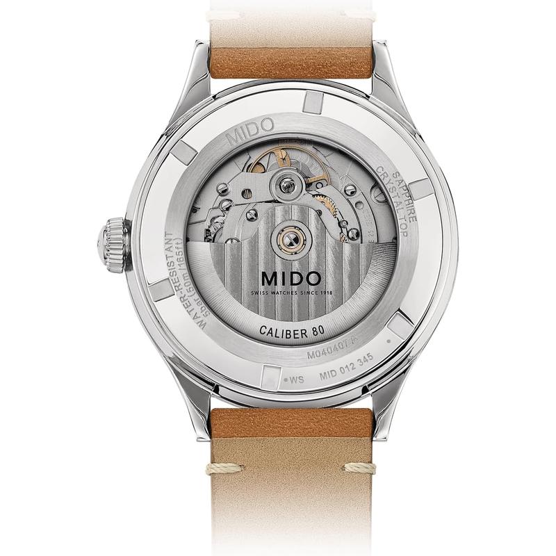 Mido瑞士手表男舵手系列“传承者”长动能商务皮带自动机械男士腕表高清大图