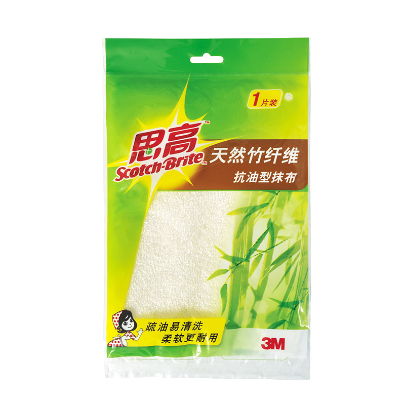思高(SCOTCH) XY003836976 1片装 天然竹纤维抗油型 抹布 1.00 块/片 (计价单位:片) 白色