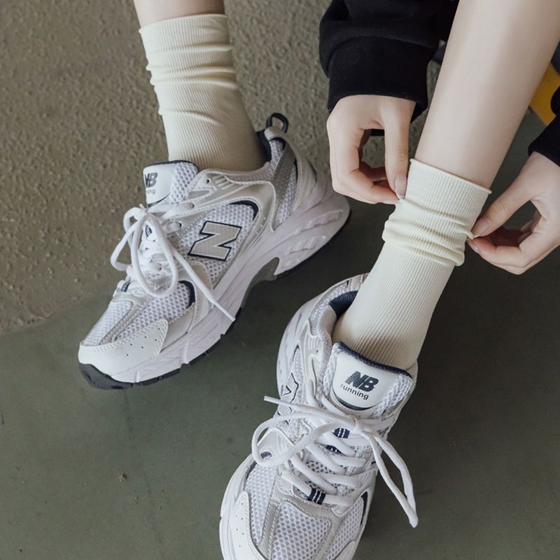 冰冰袜女薄款天鹅绒袜子女中筒袜堆堆袜夏天白色长袜ins潮春夏季