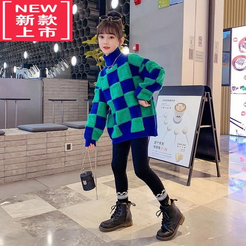可莉允女童套头毛衣2022新款儿童秋冬装中大童女孩洋气打底衫加绒加厚潮图片