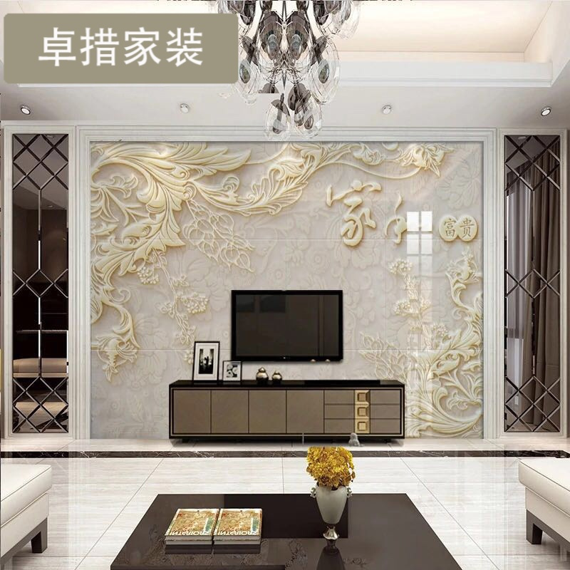 瓷砖背景墙 电视沙客厅影视墙现代简约大理石纹微晶石 灿若繁星壹德壹